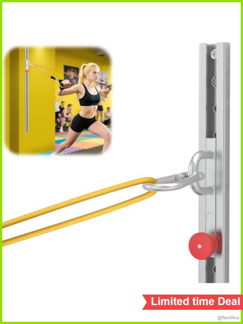 Adjustable Wall-Mounted Resistance Band Anchor, 400 lb Capacity, Full Body